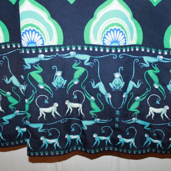 SALE: Crown & Ivy Navy/Turquoise Geometric and Monkey Design Shift Dress Size 4 - Picture 4 of 10